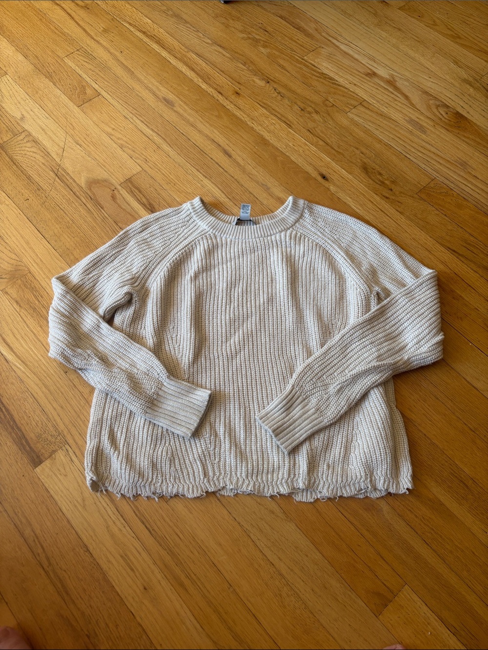 Autumn Cashmere Oatmeal Ribbed Crewneck Sweater Size XS